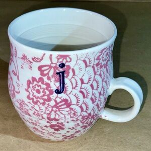 Retired Anthropologie Homegrown floral “j” mug